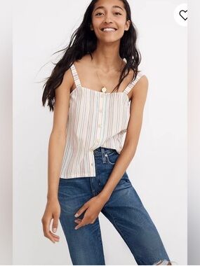 Madewell Rainbow Textured Stripe 100% Cotton Tank XXS